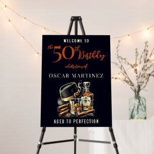 Cigars and Bourbon Birthday Sign