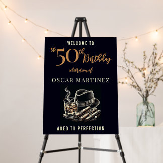 Cigars and Bourbon Birthday Sign