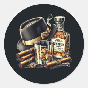 Cigars and Bourbon Classic Round Sticker