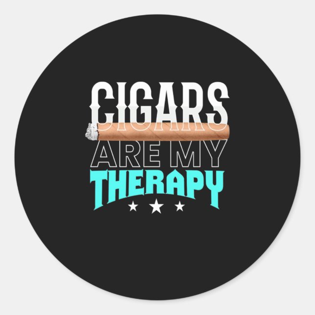Cigars Are My Therapy Classic Round Sticker (Front)