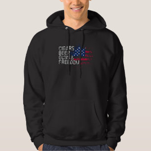 Cigars Beer Guns & Freedom Beers Bar Hoodie