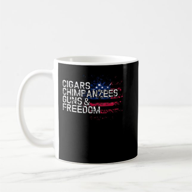 Cigars CHIMPANZEES Guns & Freedom Coffee Mug (Left)