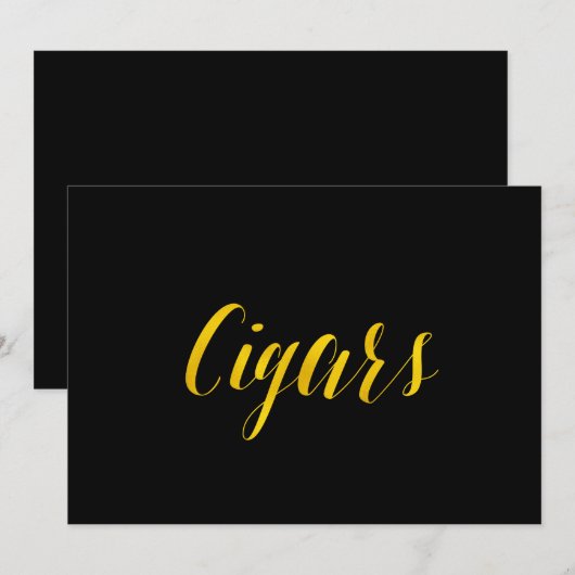 "Cigars" Faux Gold Foil Chic Wedding Sign (Front/Back)