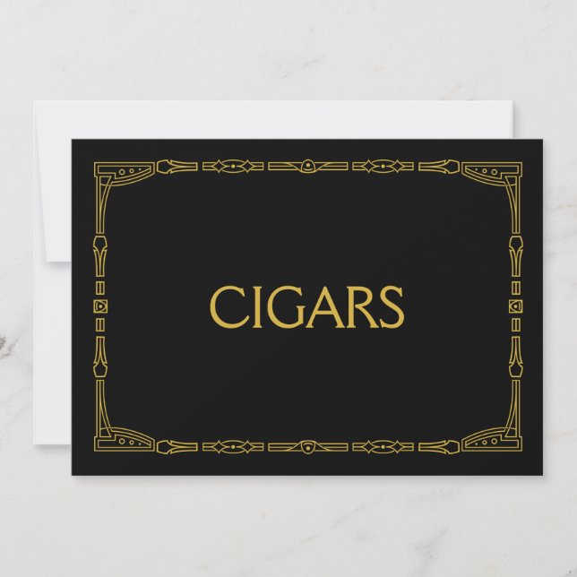 "Cigars" Gold Art Deco Style Wedding Sign (Front)