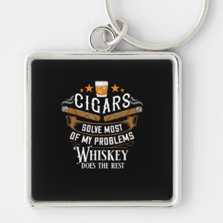 Cigars Solve Most Of My Problems Whiskey Keychain