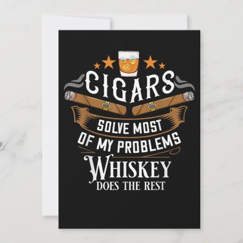 Cigars Solve Most Of My Problems Whiskey Thank You Card