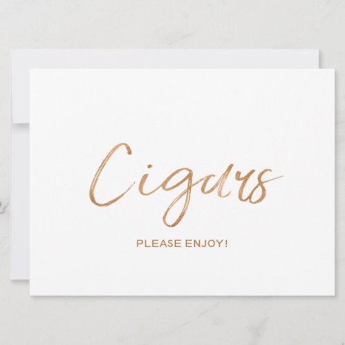 Cigars Wedding Sign  Stylish Gold Rose