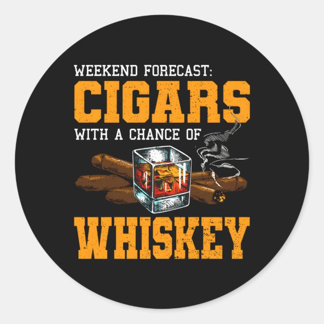 Cigars With Chance Whiskey Drinker Classic Round Sticker (Front)