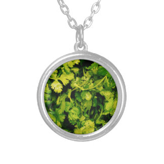Cilantro / Coriander Leaves Silver Plated Necklace