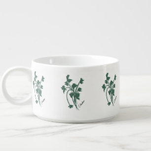 Cilantro Herb Garden Coriander Hand Drawn Bowl