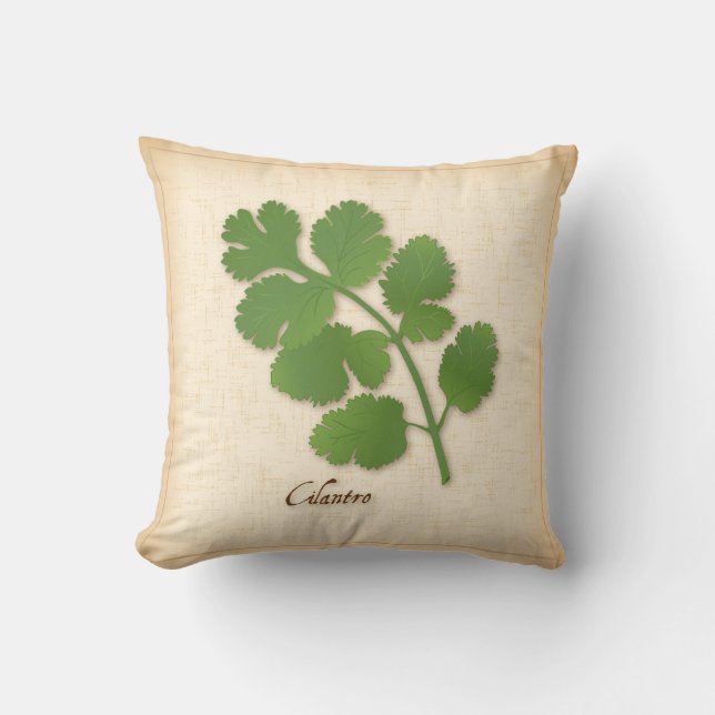 Cilantro Herb Throw Pillow (Front)