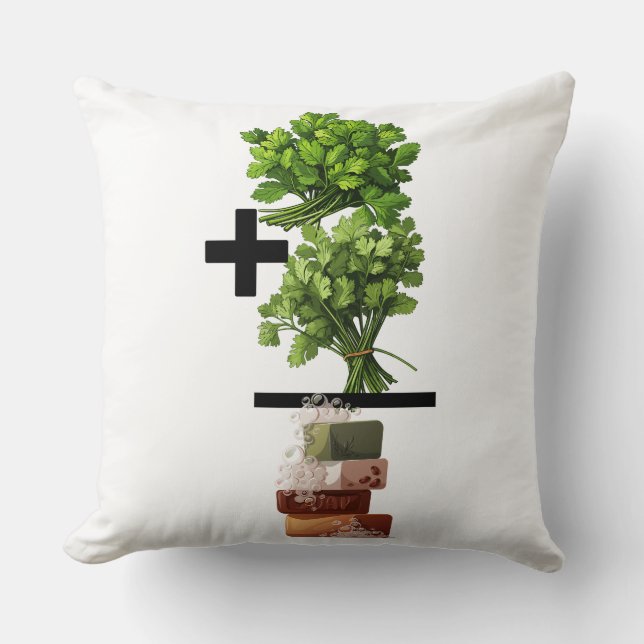 Cilantro Math – Funny Anti-Cilantro  Throw Pillow (Front)