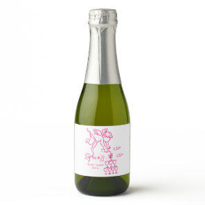Cin Cin Cherub Hand Drawn Cupid Icon Bridal shower Sparkling Wine Label