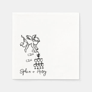Cin Cin Cherub Hand Drawn Cupid Icon Wedding  Napkins