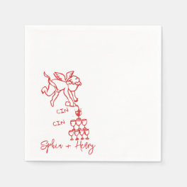 Cin Cin Cherub Hand Drawn Cupid Icon Wedding  Napkins