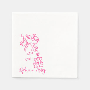 Cin Cin Cherub Hand Drawn Cupid Icon Wedding  Napkins
