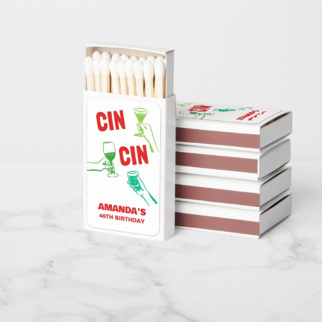 Cin Cin Italian Toast Red Green Cheers Matchboxes (Stacked)