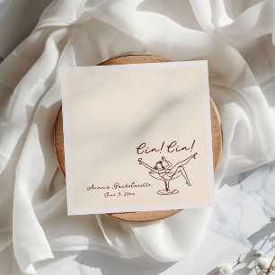 Cin Cin Maroon Hand Drawn Bachelorette Napkins