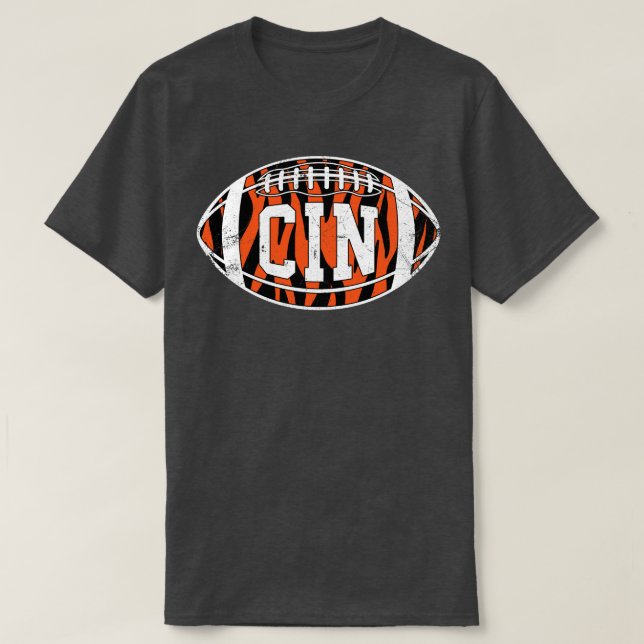 CIN Striped Retro  White T-Shirt (Design Front)