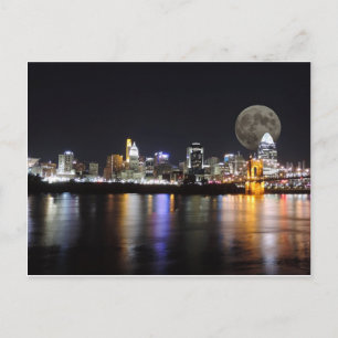 Cincinnat skyline with the moon postcard