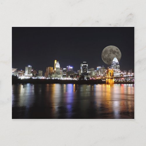 Cincinnat skyline with the moon postcard