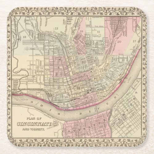 Cincinnati 2 square paper coaster