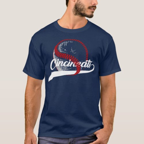 Cincinnati Baseball Baseball Fans Vintage Leopard  T_Shirt