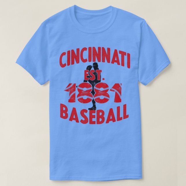 Cincinnati Baseball Est 1881 Baseball Pitcher Vint T-Shirt (Design Front)