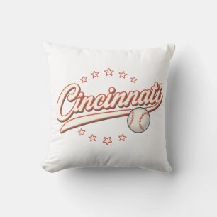 Cincinnati Baseball Vintage Logo – Retro Sports Throw Pillow