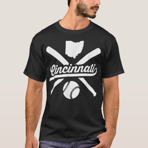 Cincinnati Baseball Vintage Ohio Pride Red Love Ci T_Shirt