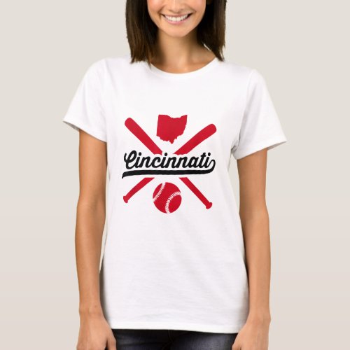 Cincinnati Baseball Vintage Ohio Pride Red Love Ci T_Shirt