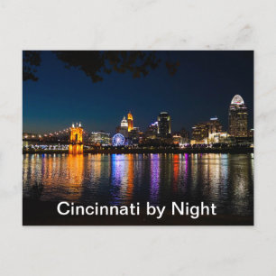 Cincinnati by Night Holiday Postcard