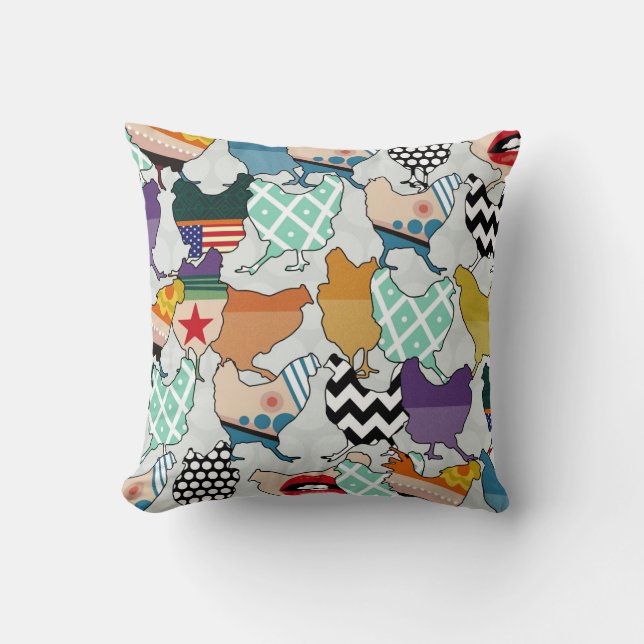 Cincinnati Chickens silver spot Throw Pillow (Front)