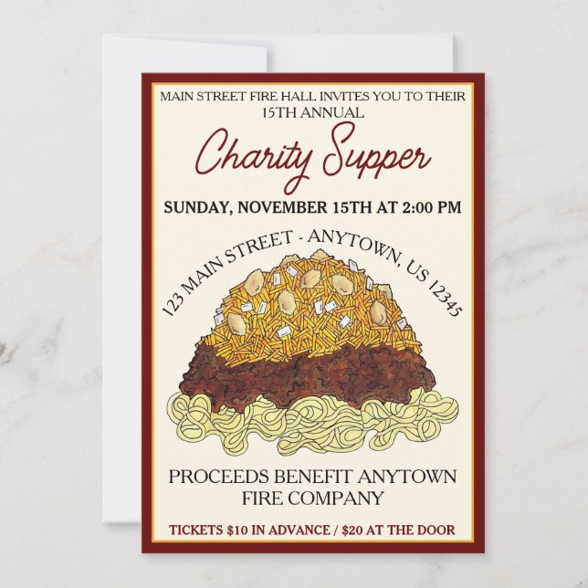 Cincinnati Chili Ohio OH Food Spaghetti Supper Invitation (Front)