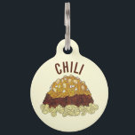Cincinnati Chili Ohio OH Spaghetti Chilli Food Pet ID Tag<br><div class="desc">Design features an original marker illustration of Cincinnati-style chili (spaghetti topped with meat chili sauce, shredded cheese, and onions, and served with oyster crackers). Ideal for any foodie or Ohio native. Just personalize with your pet's information. This Ohio-themed design is also available on other products. Lots of other food illustrations...</div>