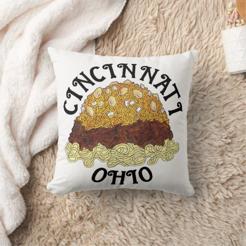 Cincinnati Chili Ohio OH Spaghetti Chilli Food Throw Pillow