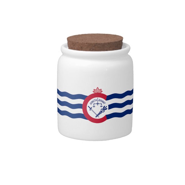 Cincinnati City Flag Candy Jar (Front)