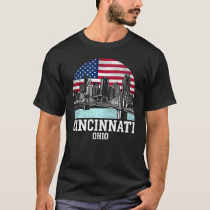 Cincinnati City Ohio American Flag T-Shirt