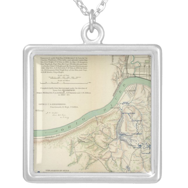 Cincinnati, Covington, Newport Silver Plated Necklace (Front)