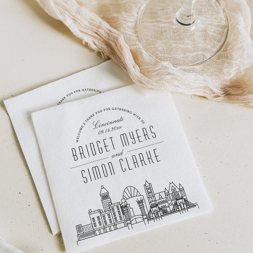 Cincinnati Deco Skyline | Wedding Event Napkins
