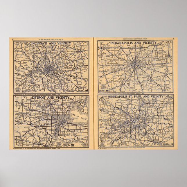 Cincinnati, Detroit, Indianapolis Poster (Front)