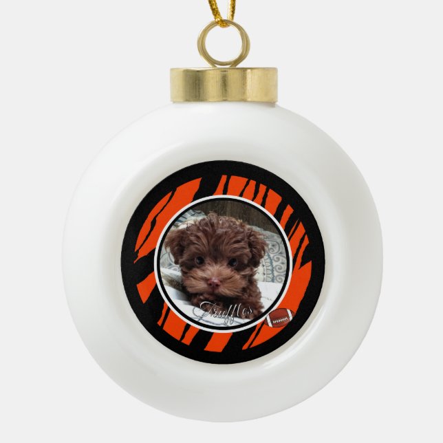 Cincinnati Dog Fan  Customizable Ceramic Ball Christmas Ornament (Front)