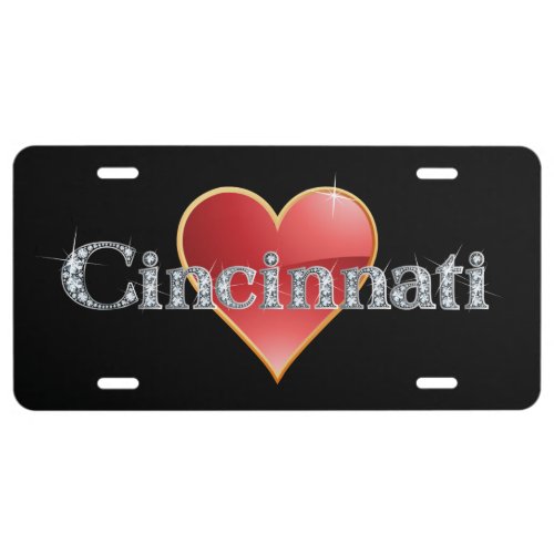 Cincinnati Faux_Diamond Bling License Plate
