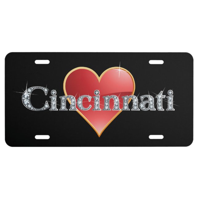 Cincinnati Faux-"Diamond" Bling License Plate (Front)