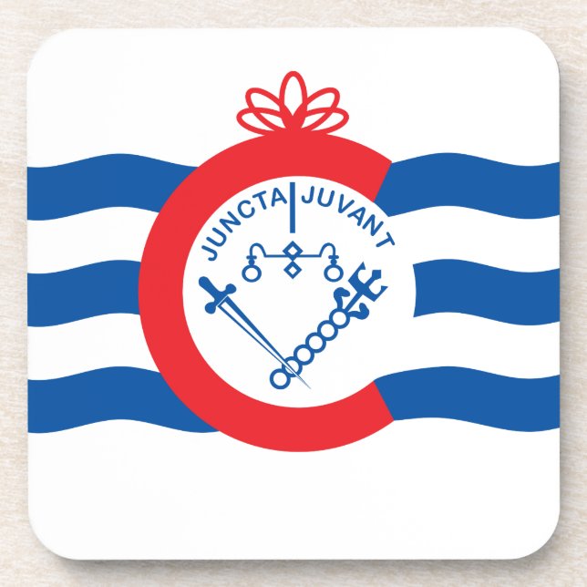 Cincinnati flag beverage coaster (Front)