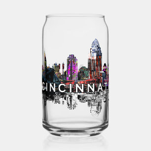 Cincinnati in graffiti with monogram  can glass