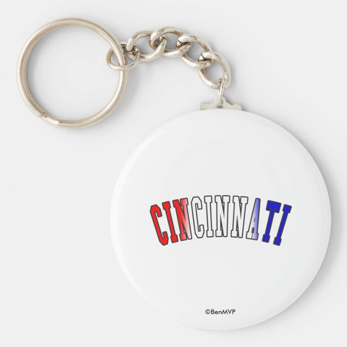 Cincinnati in Ohio State Flag Colors Keychain