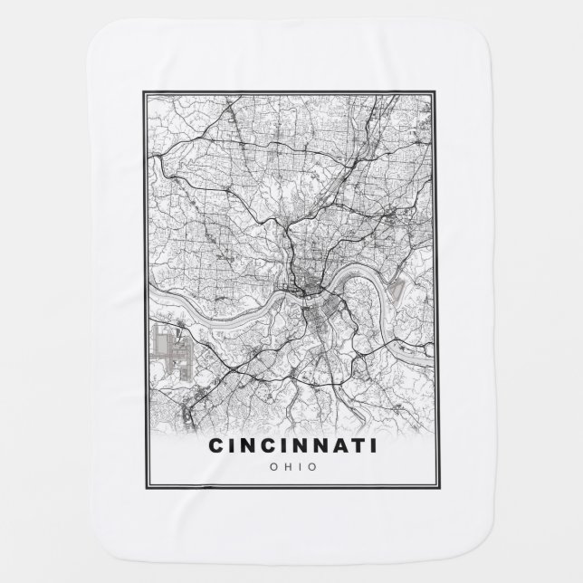 Cincinnati Map Baby Blanket (Front)