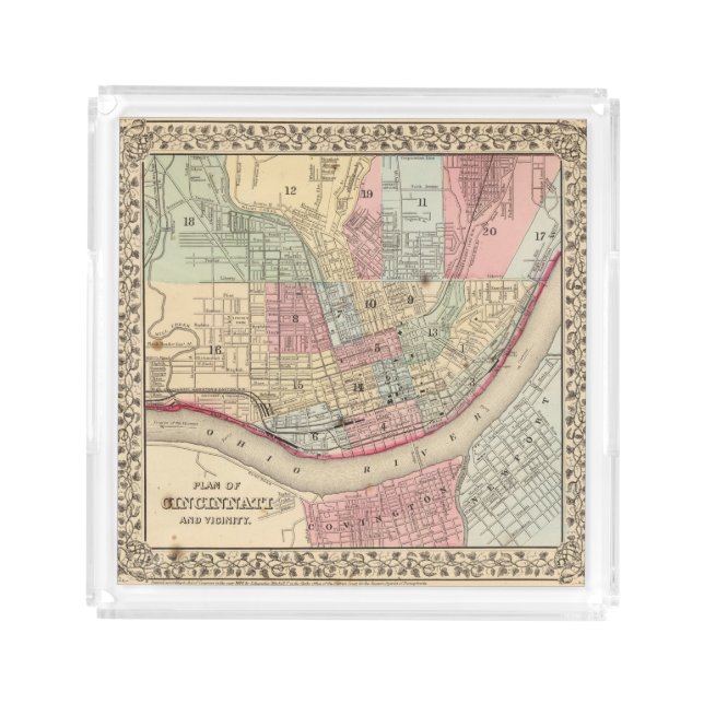 Cincinnati Map by Mitchell Acrylic Tray (Front)