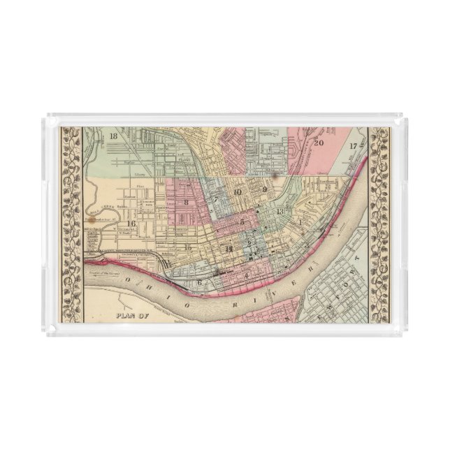 Cincinnati Map by Mitchell Acrylic Tray (Front)